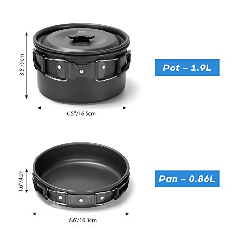 Odoland Camping Cookware Set with Cutlery for 2