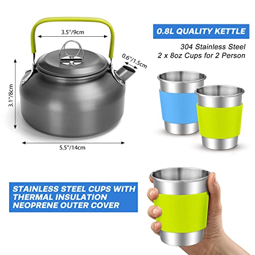 Odoland Camping Cookware Set with Cutlery for 2