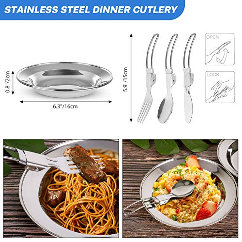 Odoland Camping Cookware Set with Cutlery for 2