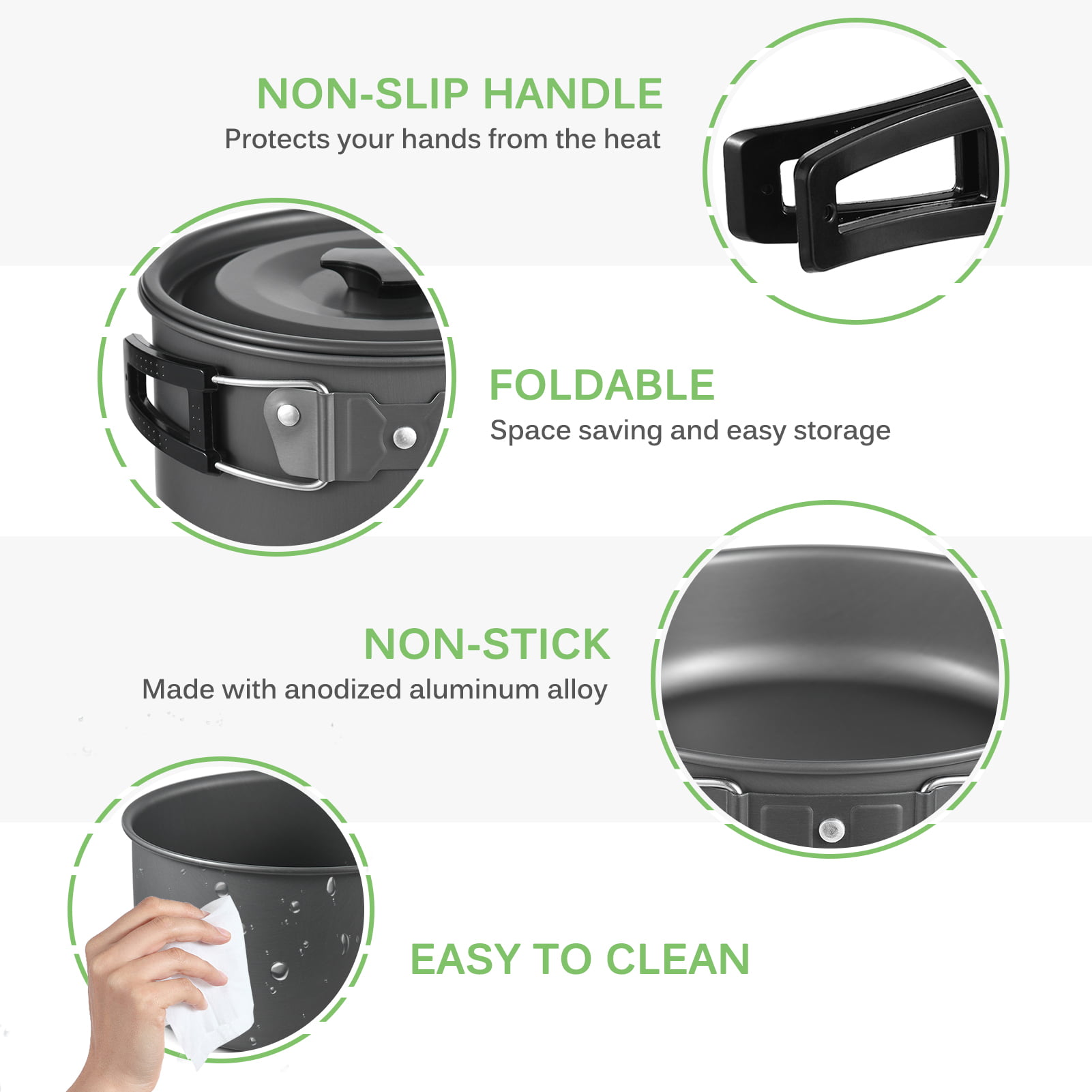 TOMSHOO 22pcs Camping Cookware Mess Kit for Outdoor