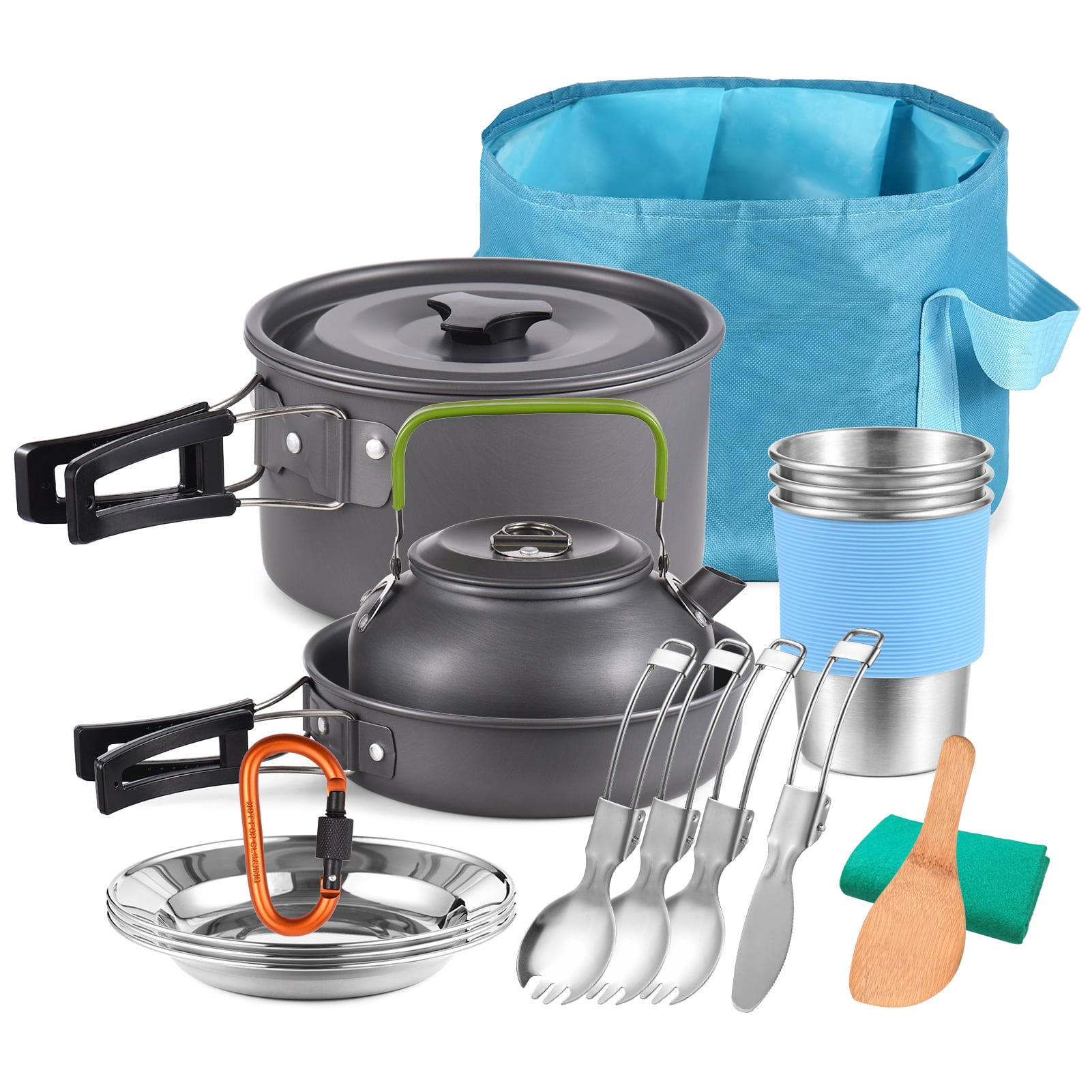TOMSHOO 22pcs Camping Cookware Mess Kit for Outdoor