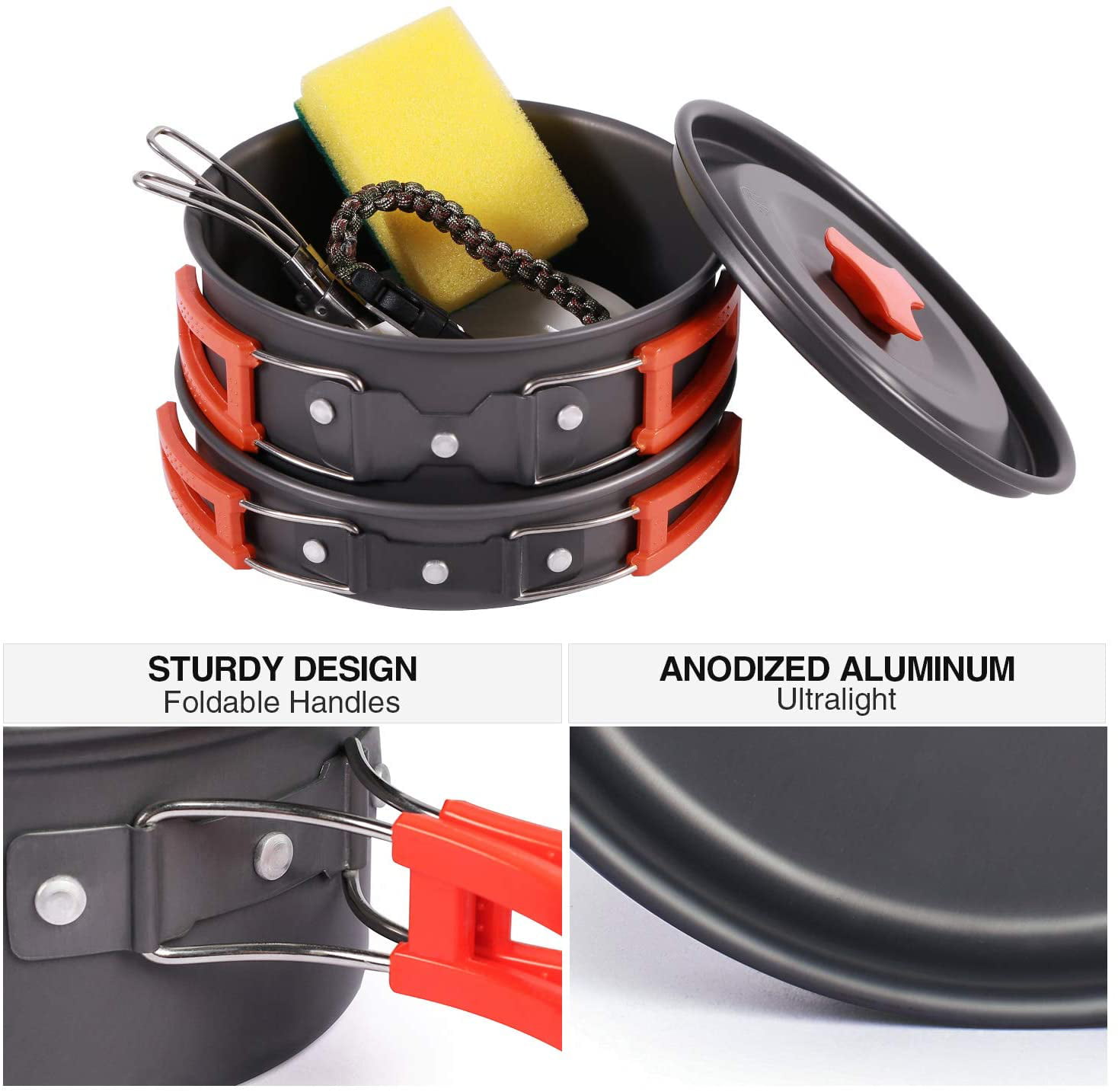 REDCAMP 13 PCS Aluminum Camping Cookware Mess Kit