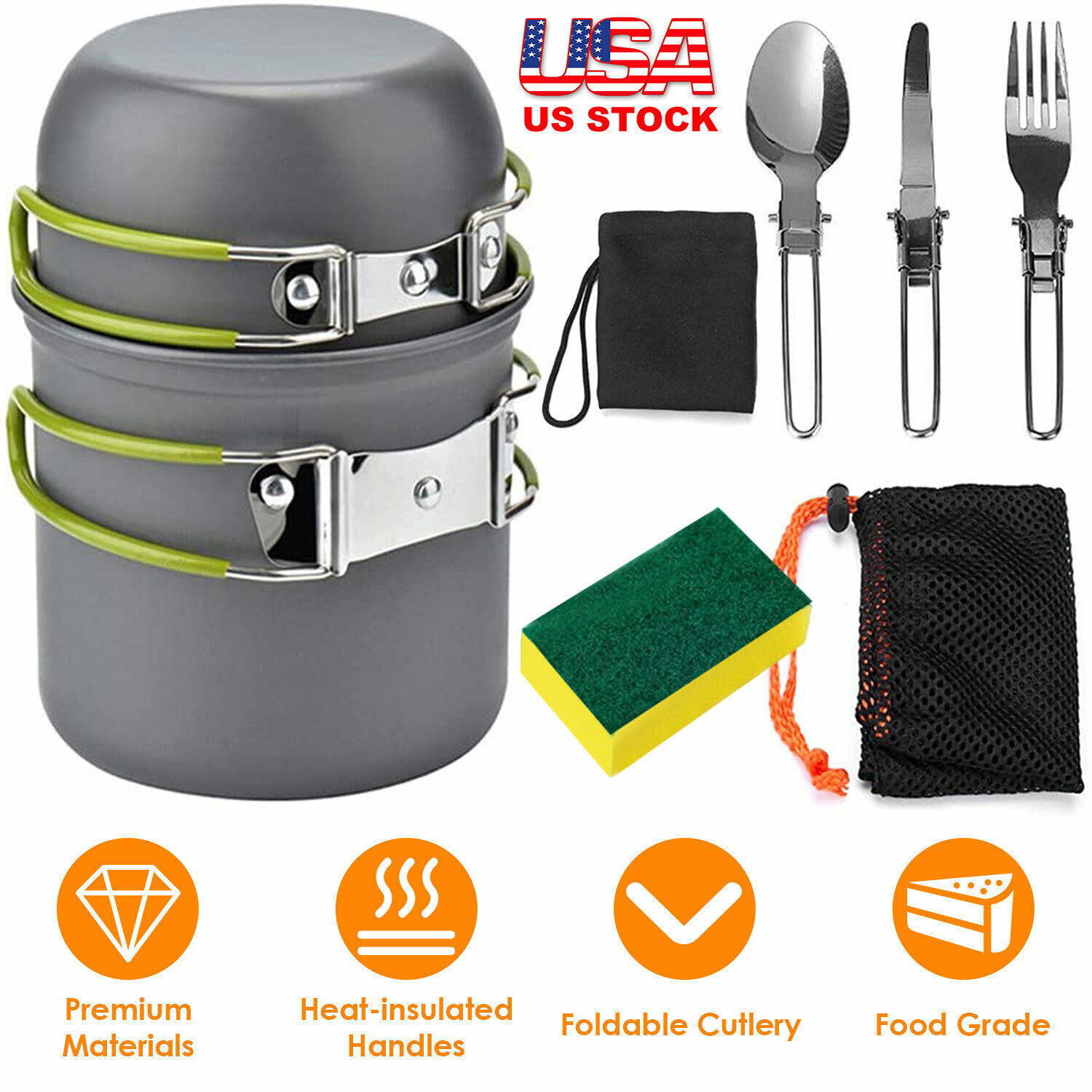 8 Piece Camping Cookware Set for Outdoor Cooking