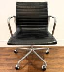 Black Leather Eames Aluminum Group Management Chair