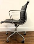 Black Leather Eames Aluminum Group Management Chair
