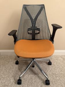 Herman Miller Sayl Chair – Orange Seat, Graphite Back