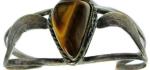Bold Tiger Eye Open Cuff Bracelet in Silver