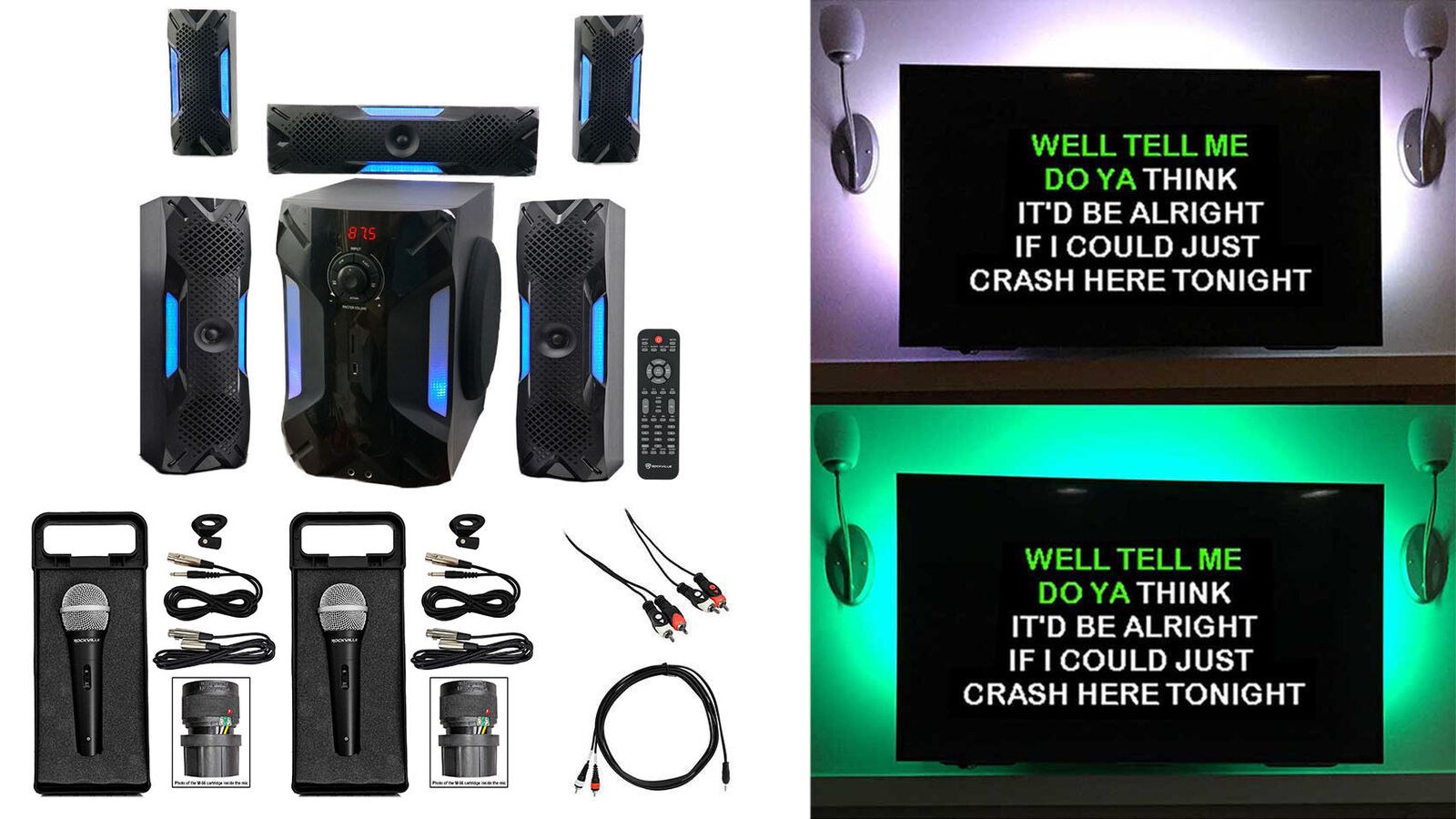Rockville Bluetooth Home Theater Karaoke System with Subwoofer