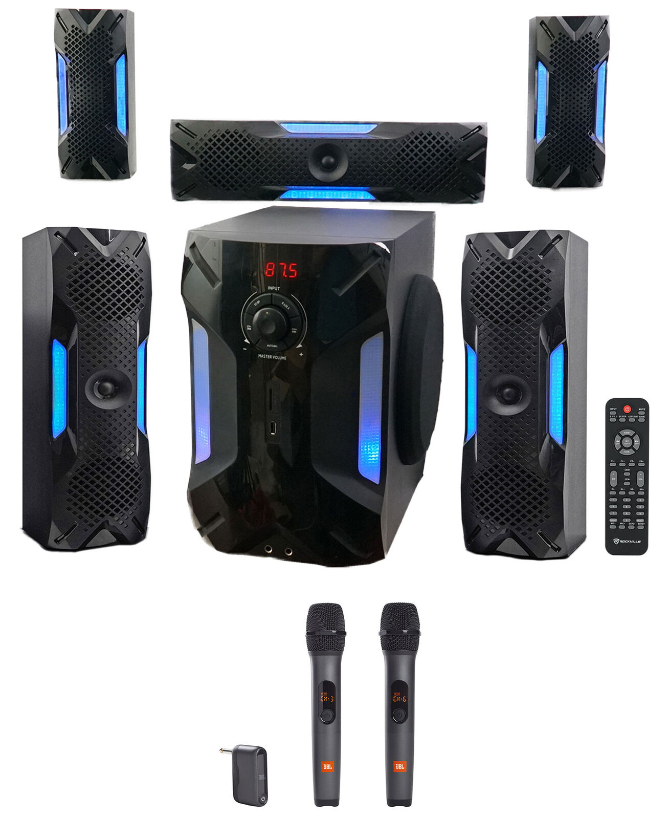 Rockville HTS56 5.1 Channel Bluetooth Home Theater/Karaoke System
