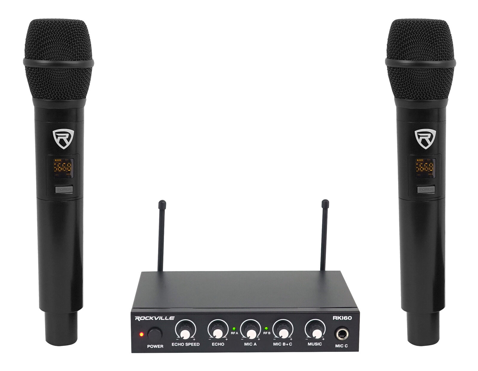 Rockville Hybrid Karaoke System with Sub and Wireless Mics