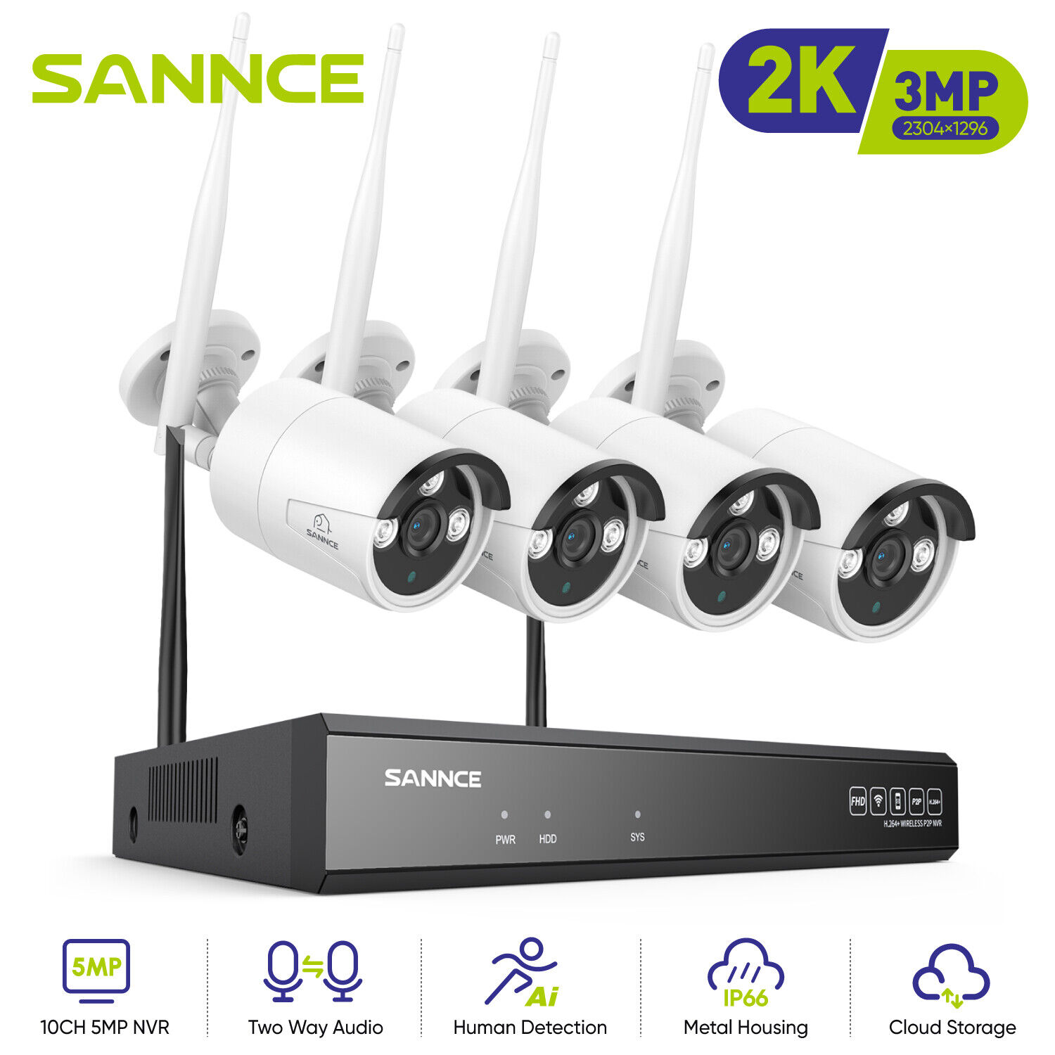 SANNCE 5MP Wireless Audio Outdoor Home CCTV System