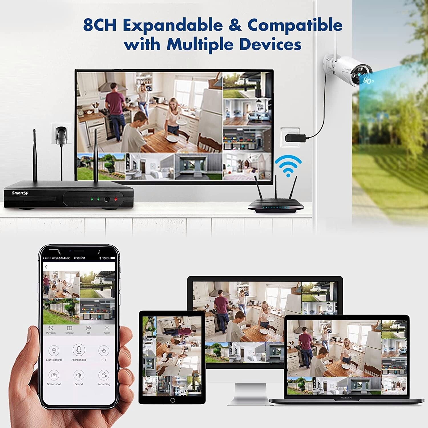 8CH 1080P Wireless Outdoor Security Camera System VIP