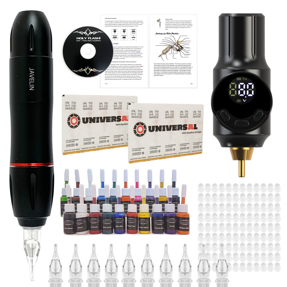 VIP Tattoo Pen Kit with 20 Inks & RCA