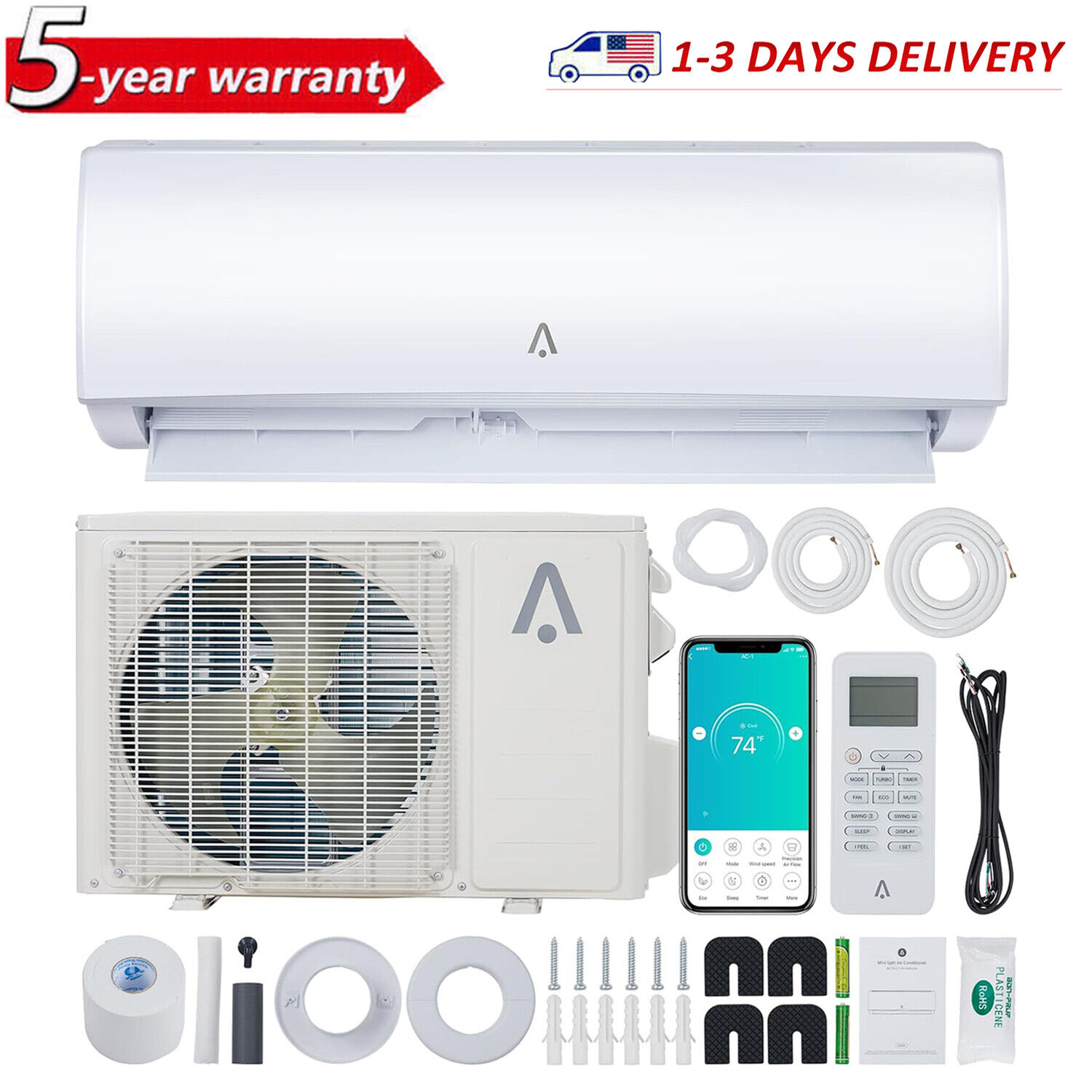12,000BTU Mini Split Inverter Heat Pump Air Conditioner