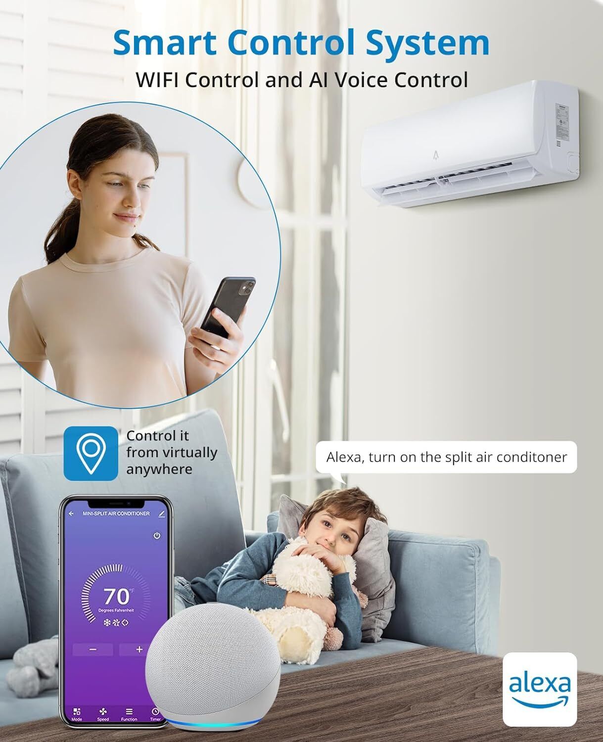 12,000BTU Mini Split Inverter Heat Pump Air Conditioner