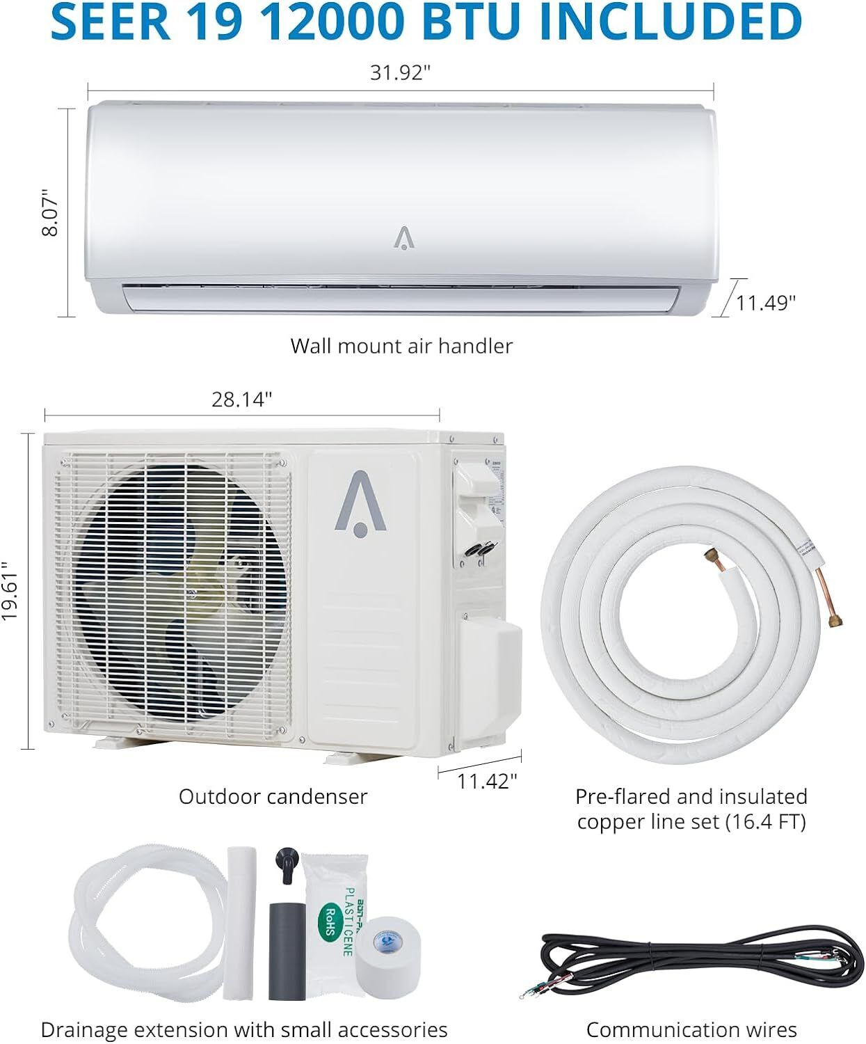 12,000BTU Mini Split Inverter Heat Pump Air Conditioner
