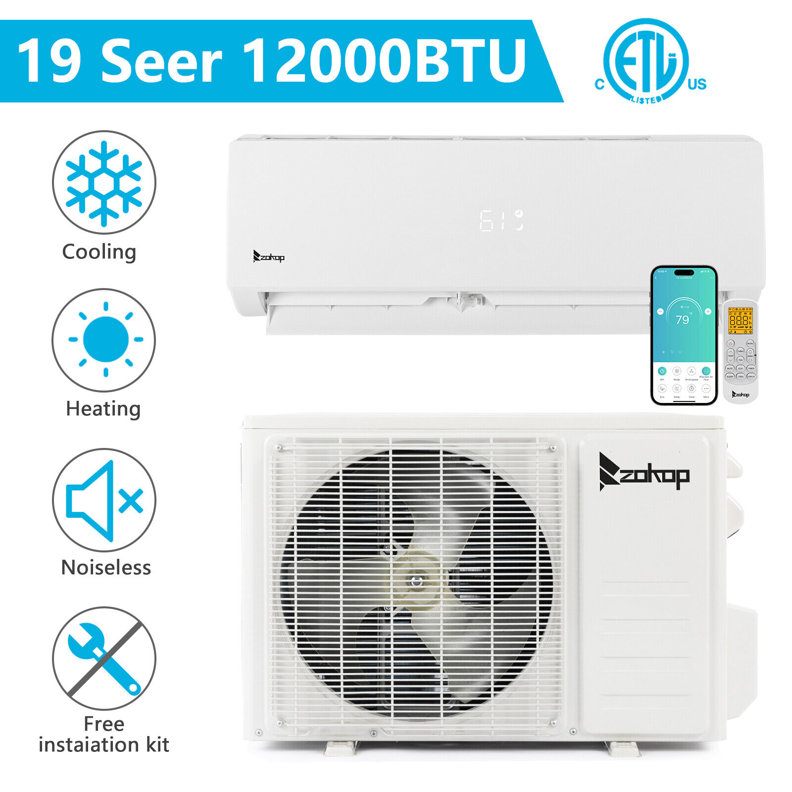 12,000 BTU Ductless Air Conditioner Heat Pump Mini Split