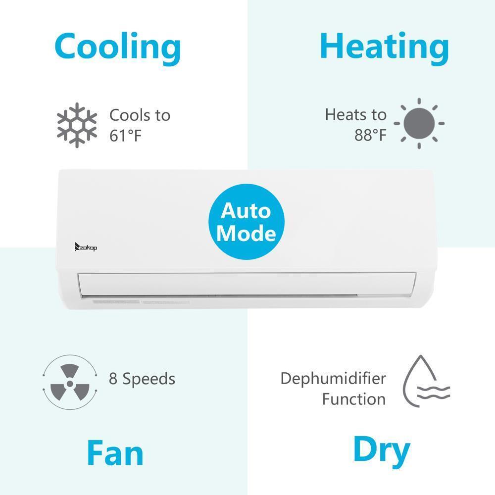 Zokop 12,000 BTU Split Inverter AC Heat Cooling