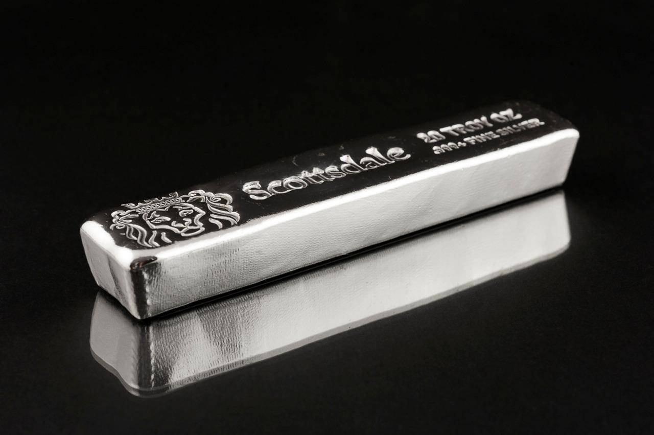 5 Scottsdale Mint 20oz Silver Bars .999 Fine Silver