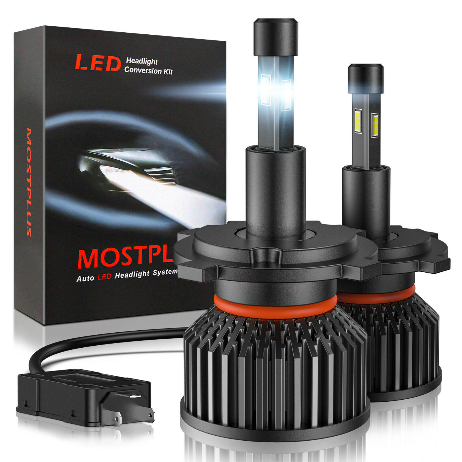 MOSTPLUS 130W 13000LM 4 Sides LED Headlight for H4 9003