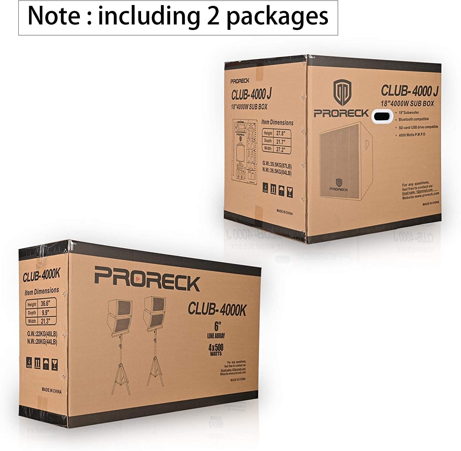 PRORECK Club 4000 18-inch Stereo DJ Speaker System