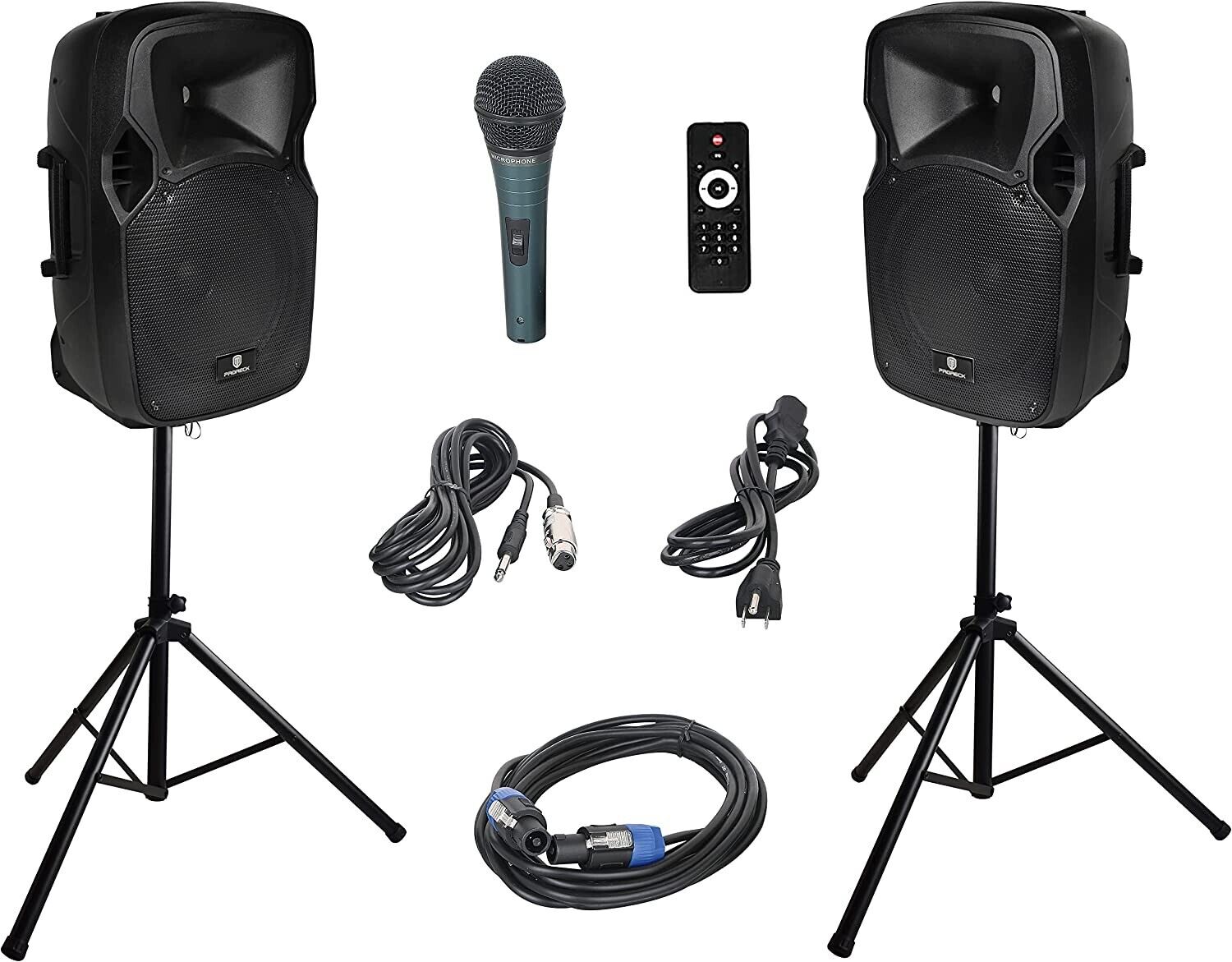 PRORECK 1000W 2-Way PA Speaker System with Bluetooth