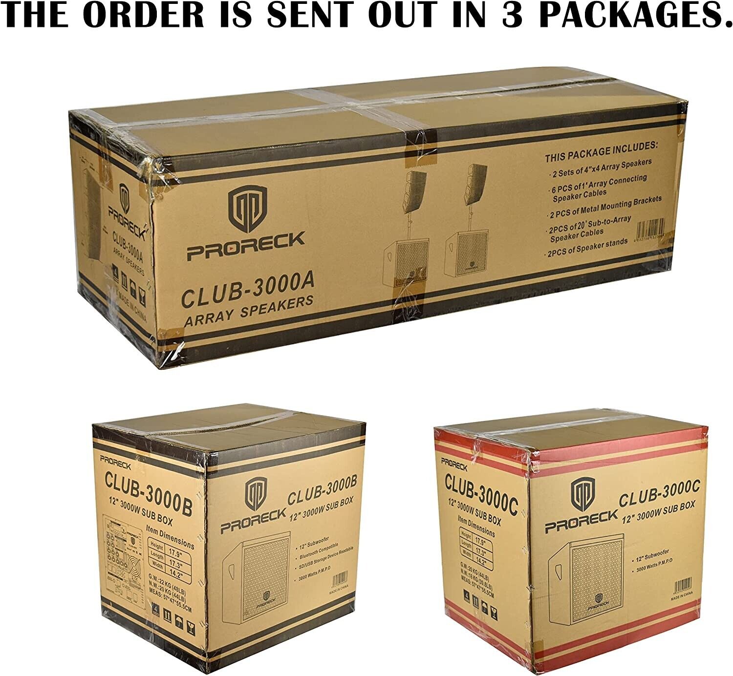 PRORECK 4000W Bluetooth PA Speaker System 12-Inch Subwoofer