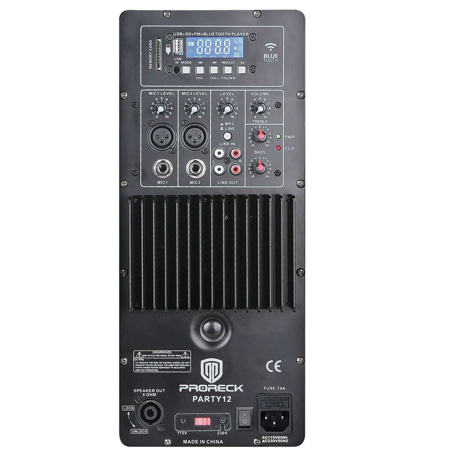 PRORECK 1000W 2-Way PA Speaker System with Bluetooth
