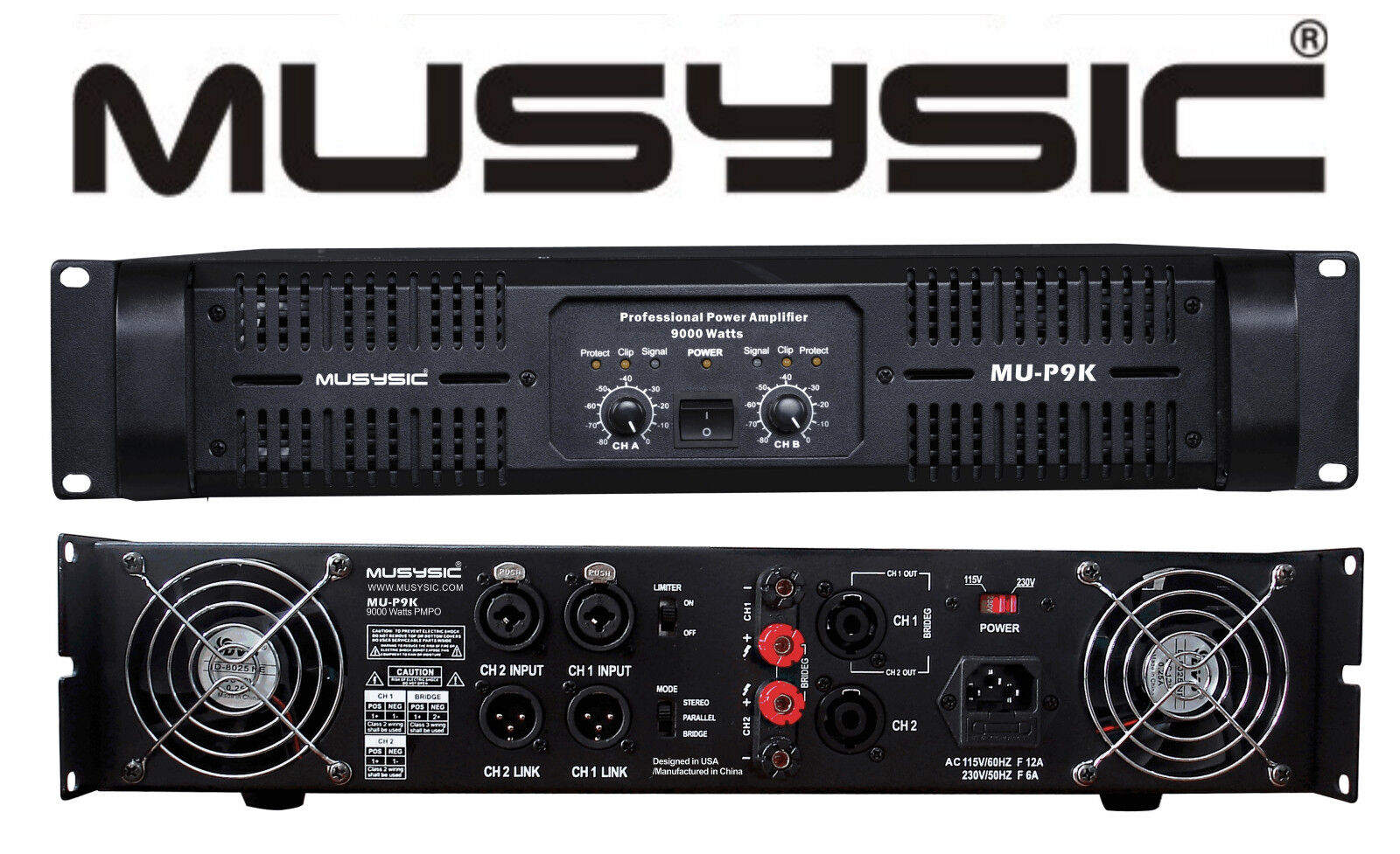 MUSYSIC 2 Channel 9000Watts DJ PA Power Amplifier