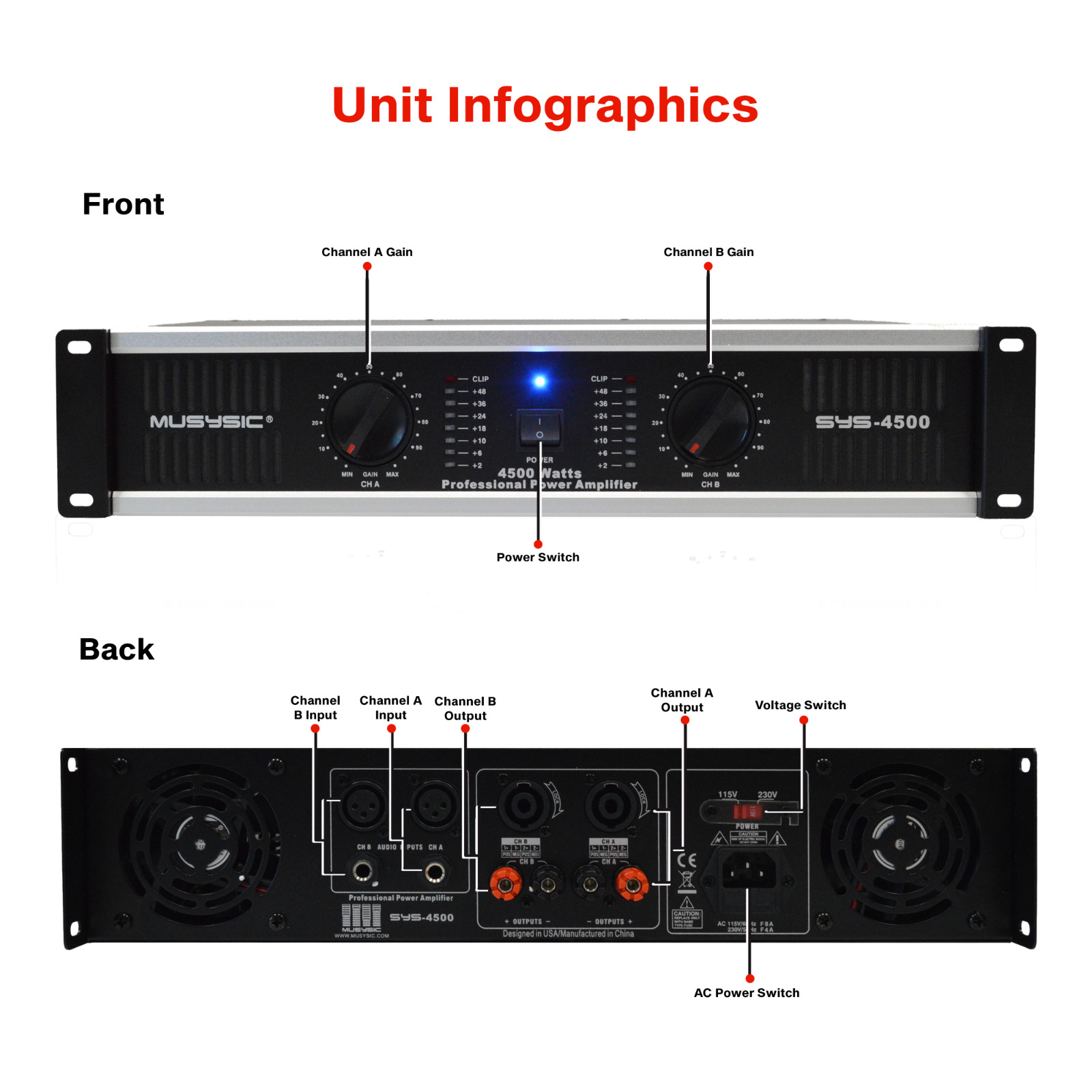 VIP MUSYSIC Pro Power Amplifier SYS-4500 4500W