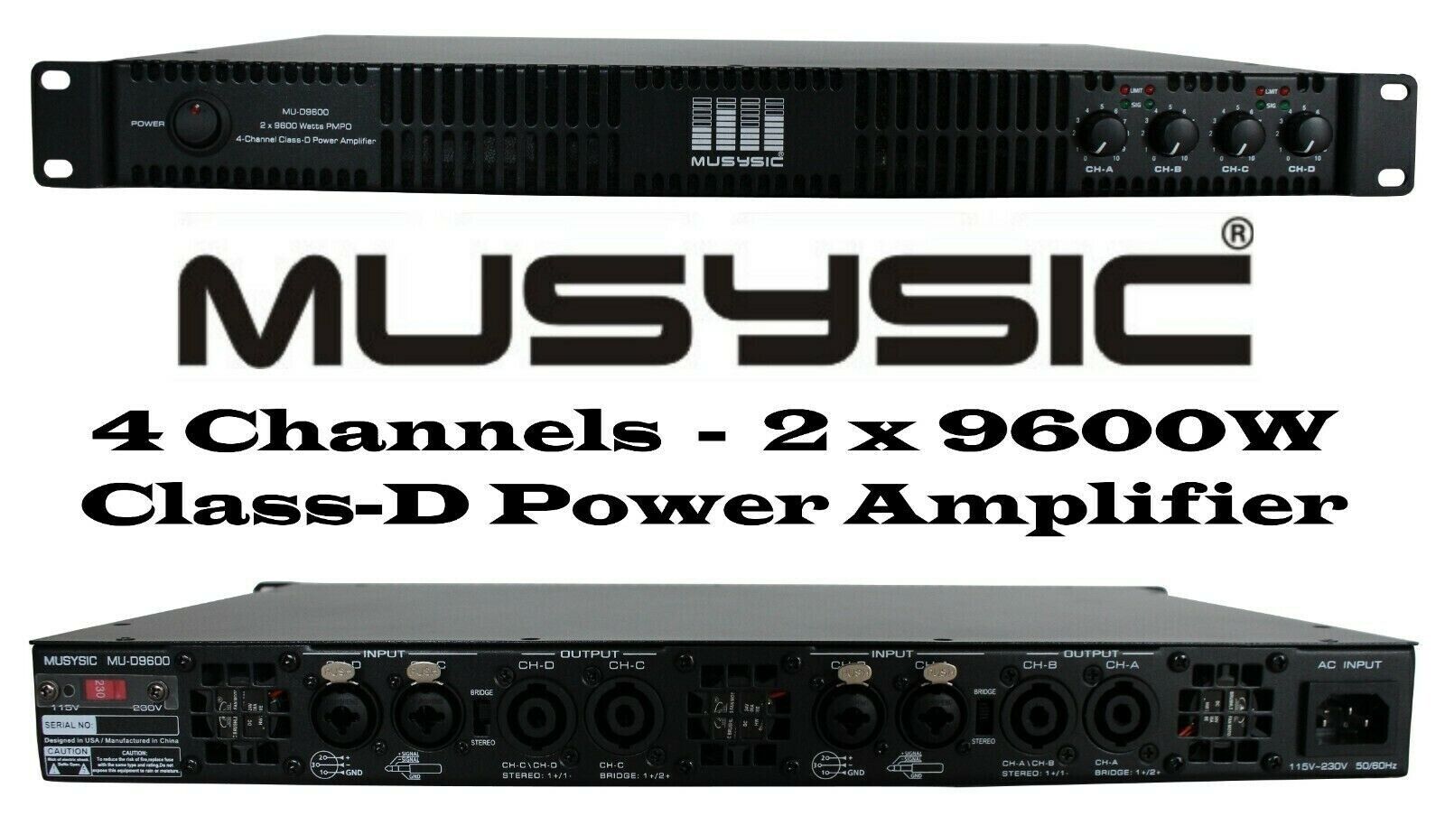 VIP MU-D9600: Professional 4-Channel Power Amplifier