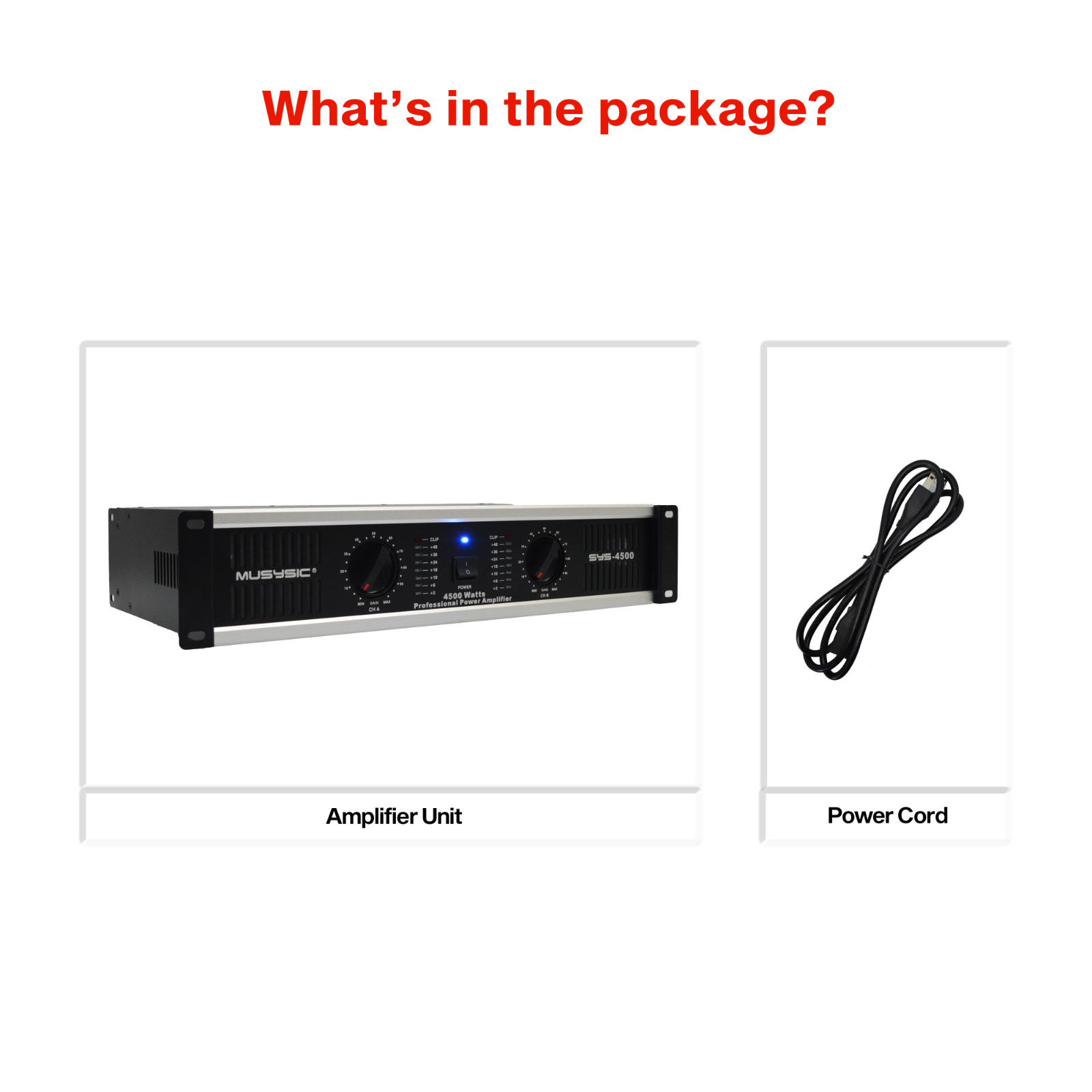 MUSYSIC Professional Power Amplifier AMP DJ Stereo SYS-4500