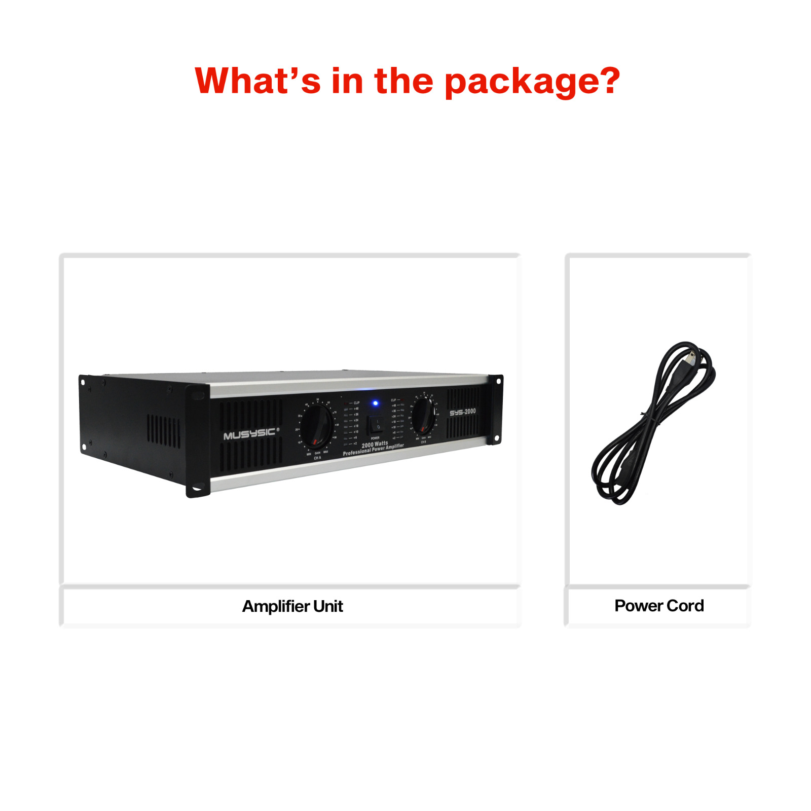 MUSYSIC 2-Channel 2000W Professional DJ PA Power Amplifier