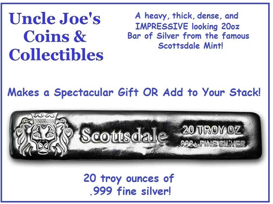 Scottsdale Mint Long Cast-Poured Silver Bar - 20 Oz