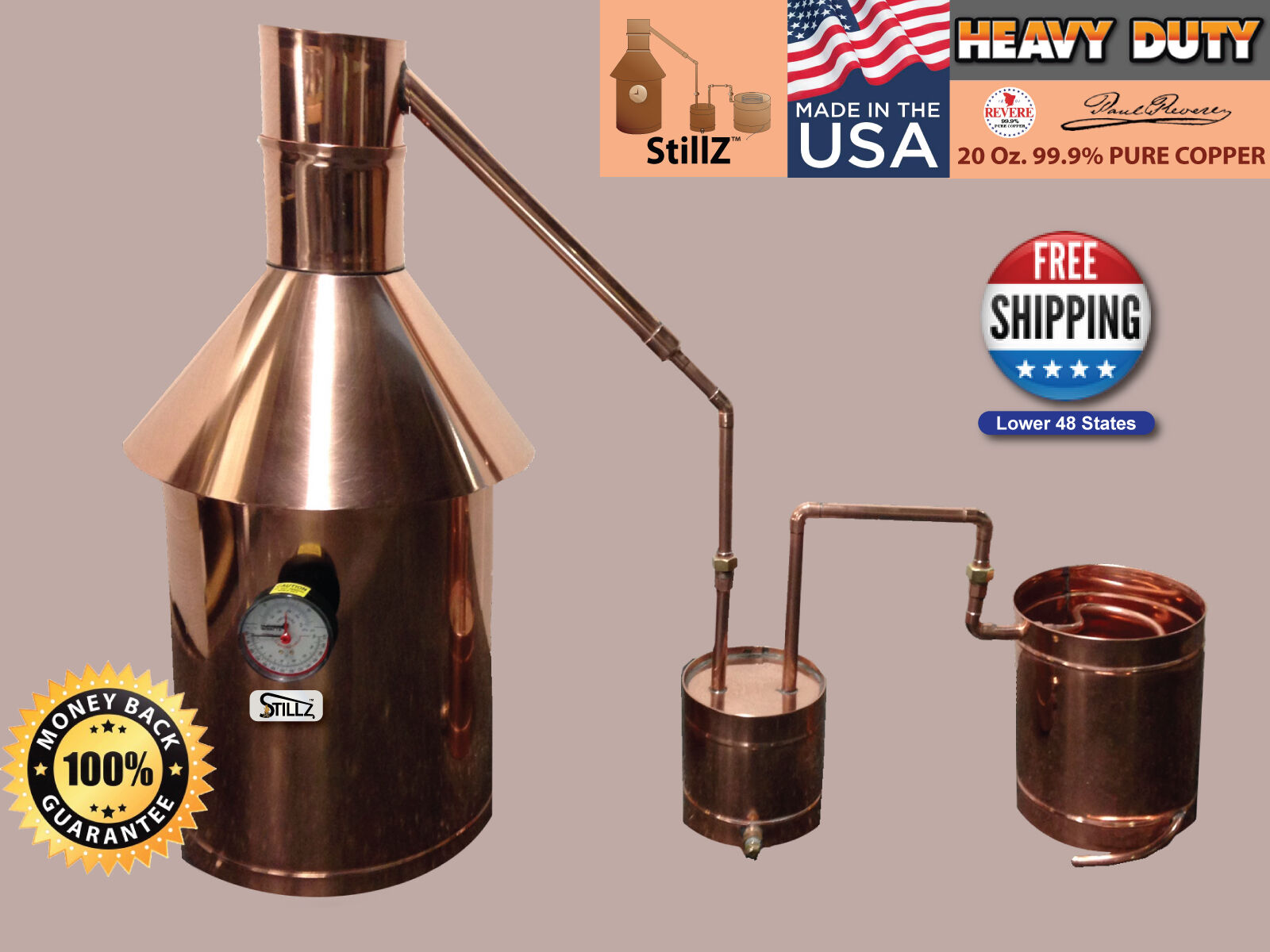 10 Gallon Moonshine Still - Heavy Duty Copper