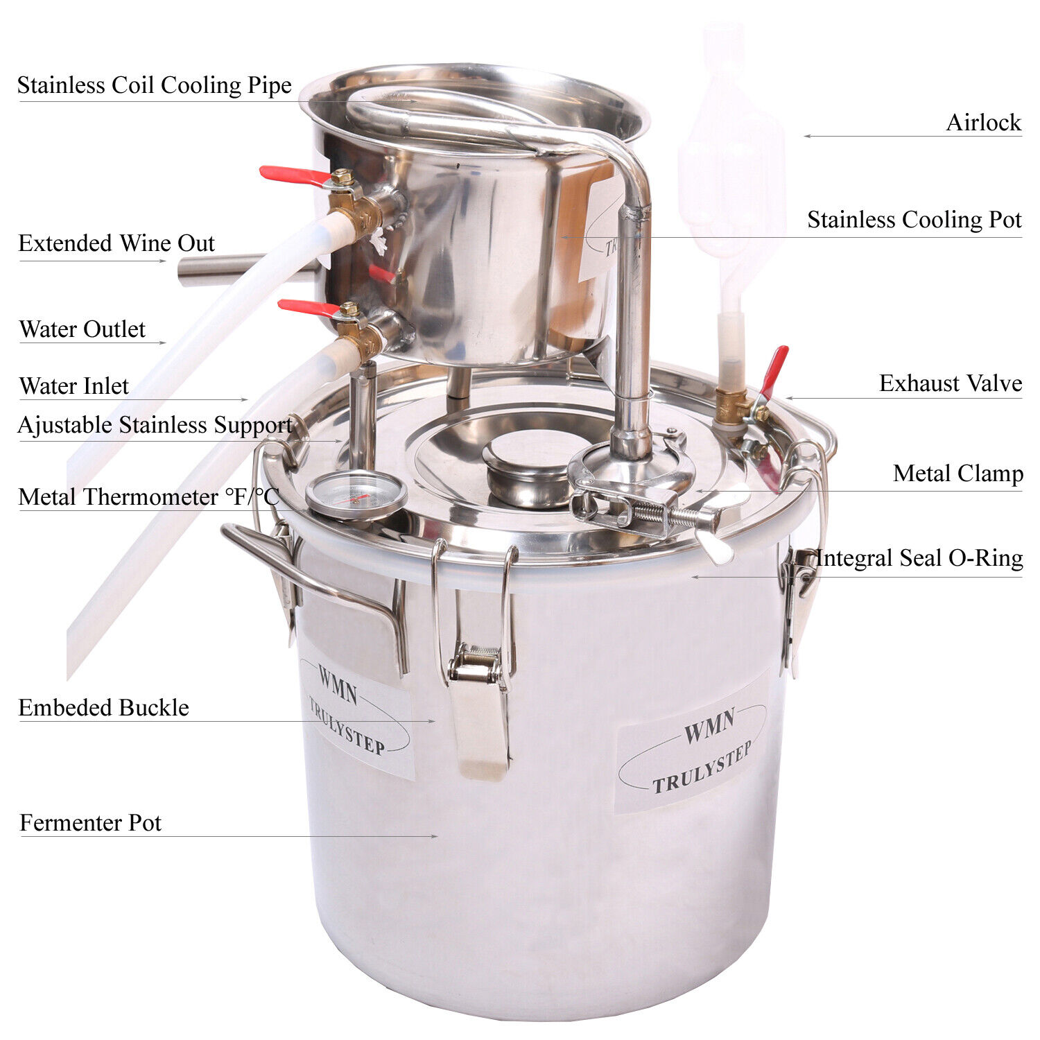 Copper Alcohol Distiller for Moonshine Spirits Wine Brew