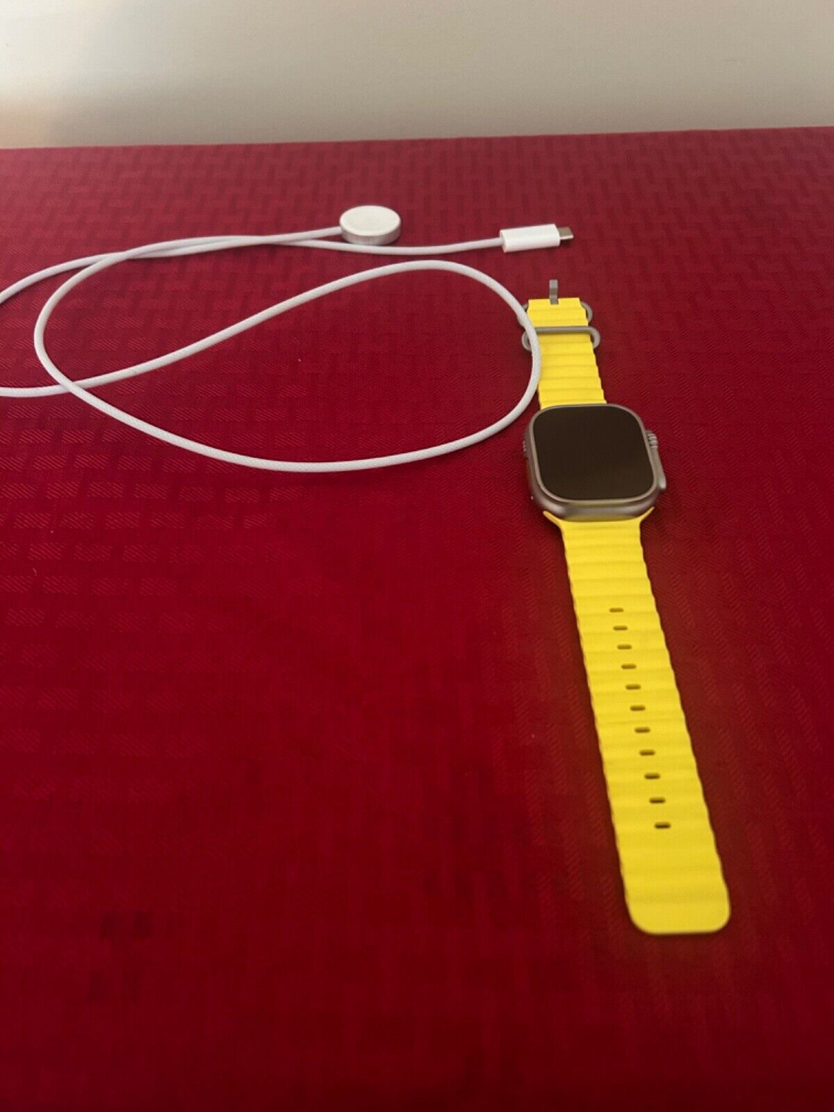 Apple Watch Ultra 49mm Titanium Case with Yellow Ocean Band