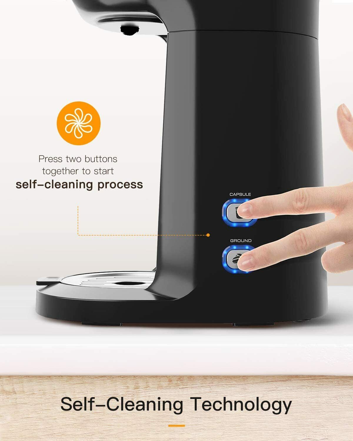 Sboly Single Serve Coffee Maker - K-Cup & Ground Pods