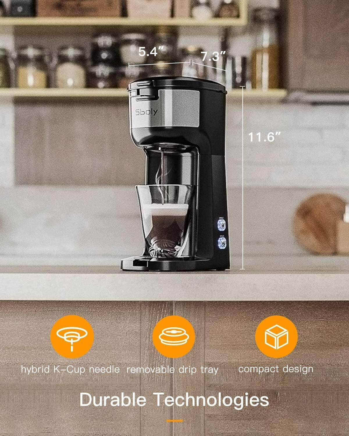 Sboly Single Serve Coffee Maker - K-Cup & Ground Pods