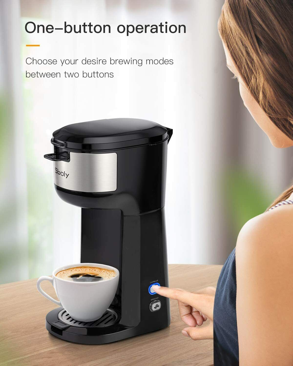 Sboly Single Serve Coffee Maker - K-Cup & Ground Pods