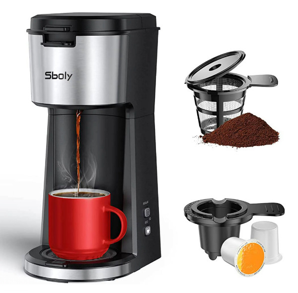 Sboly Single Serve Coffee Maker with K-Cup & Ground Coffee