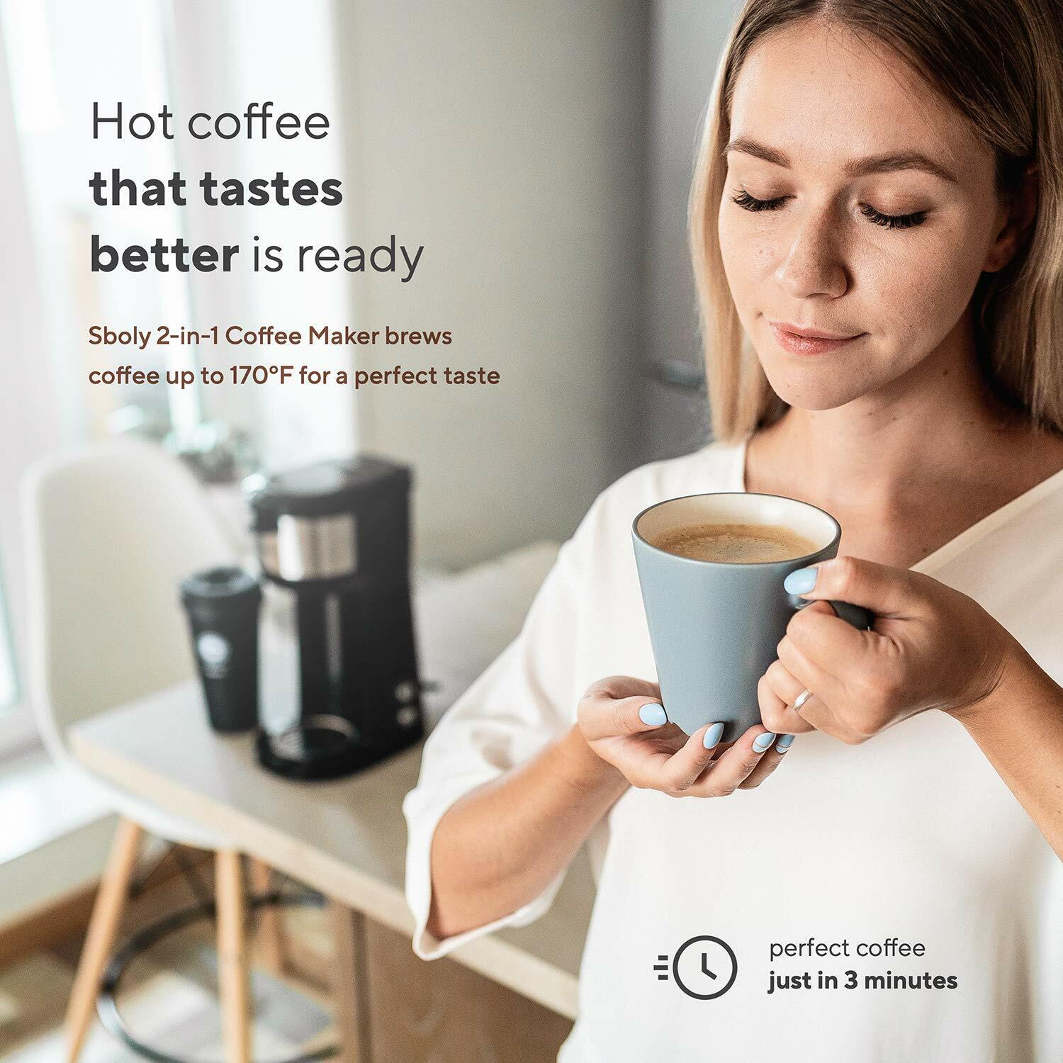 Sboly Single Serve Coffee Maker for K-Cups & Grounds