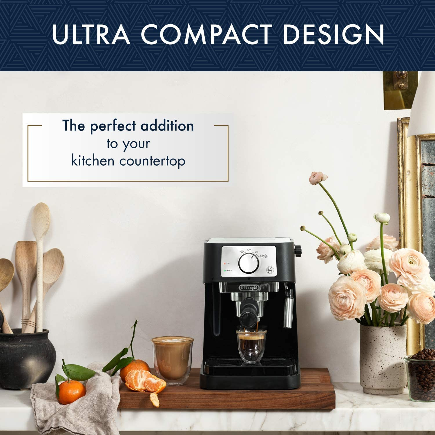 Espresso Machine with 15 Bar Pump Pressure, Latte/Cappuccino