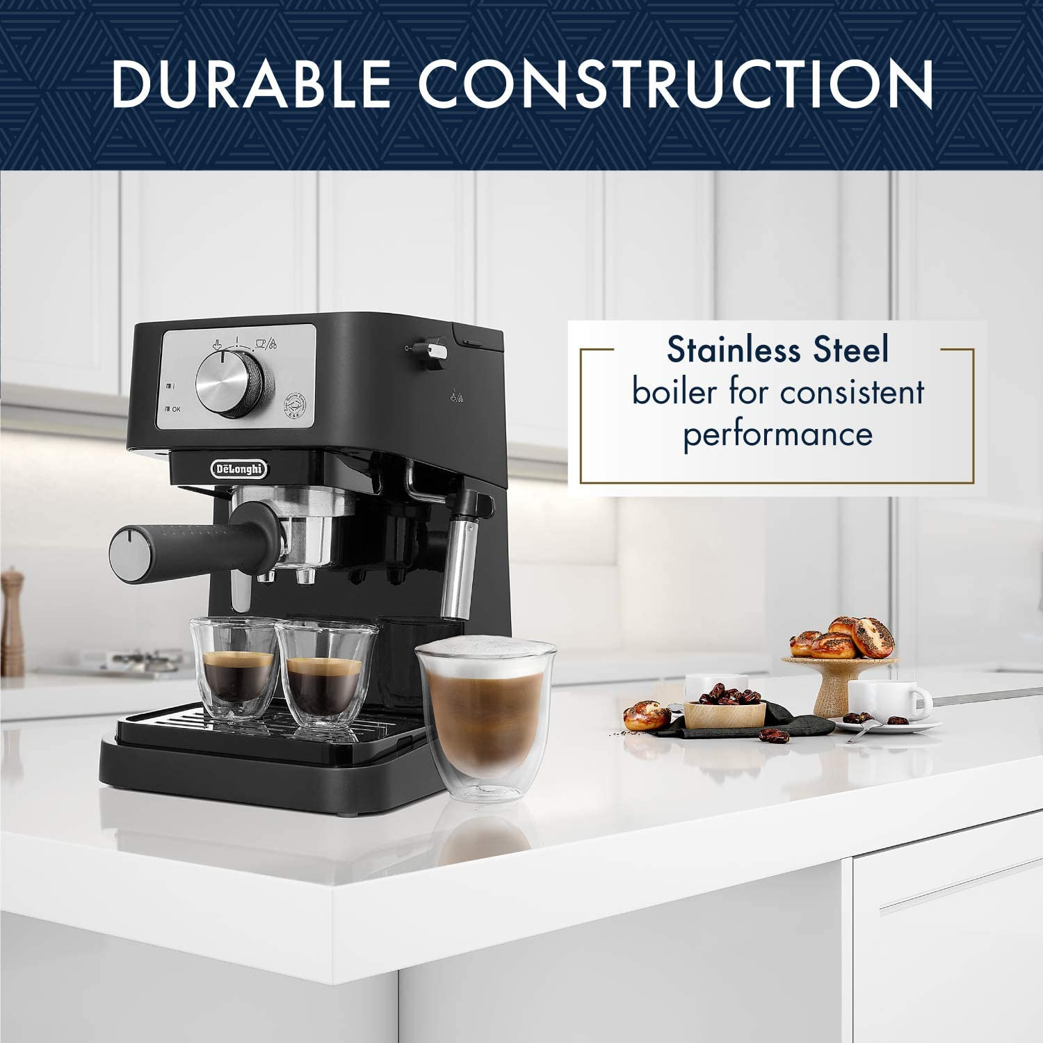 Espresso Machine with 15 Bar Pump Pressure, Latte/Cappuccino