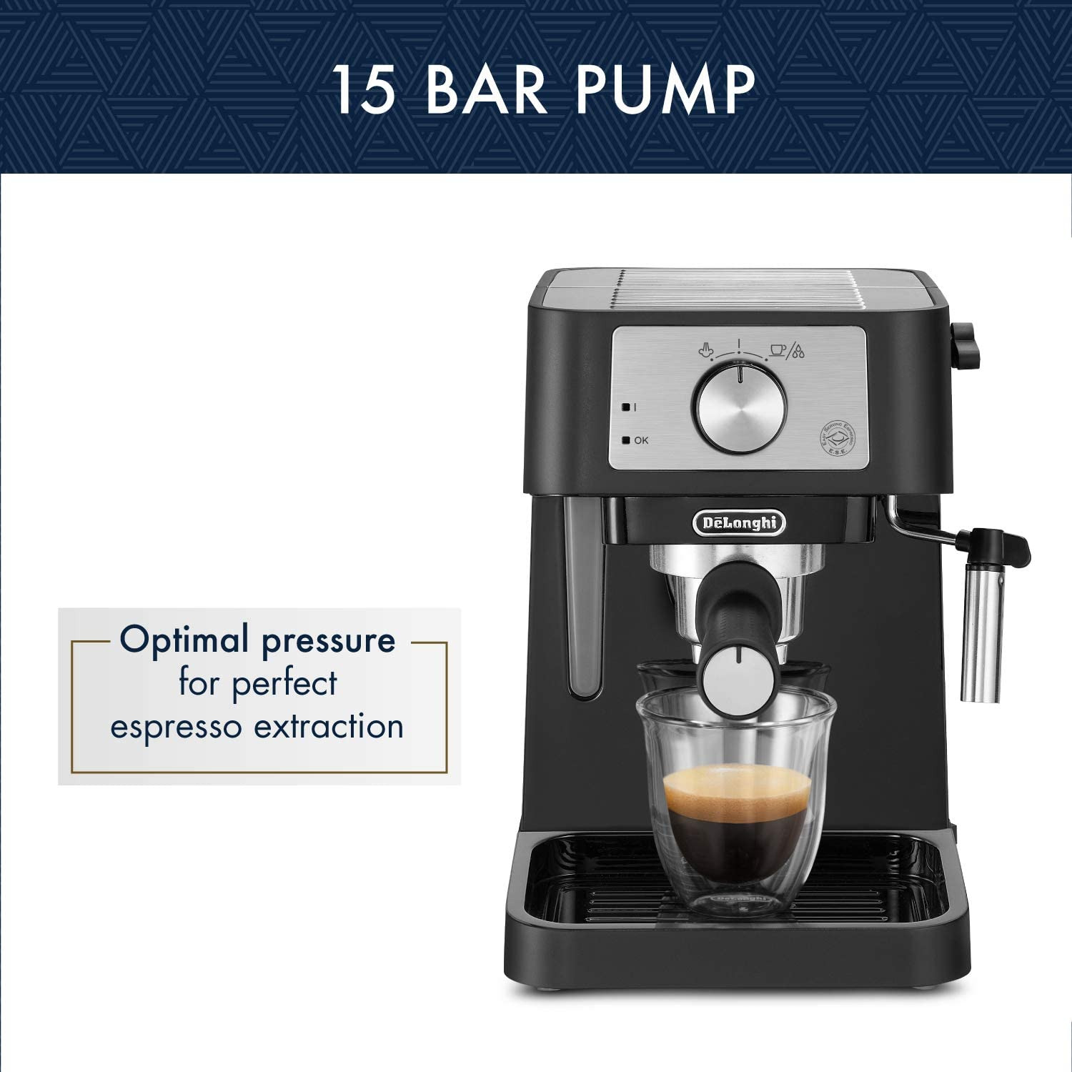Espresso Machine with 15 Bar Pump Pressure, Latte/Cappuccino