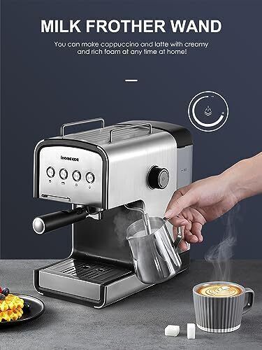Ihomekee Espresso Machine 15 Bar, Cappuccino Latte Maker