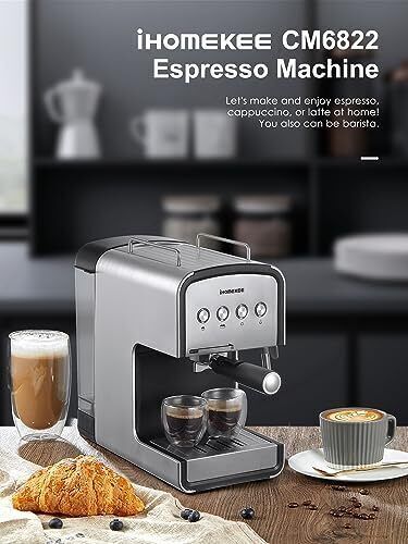 Ihomekee Espresso Machine 15 Bar, Cappuccino Latte Maker