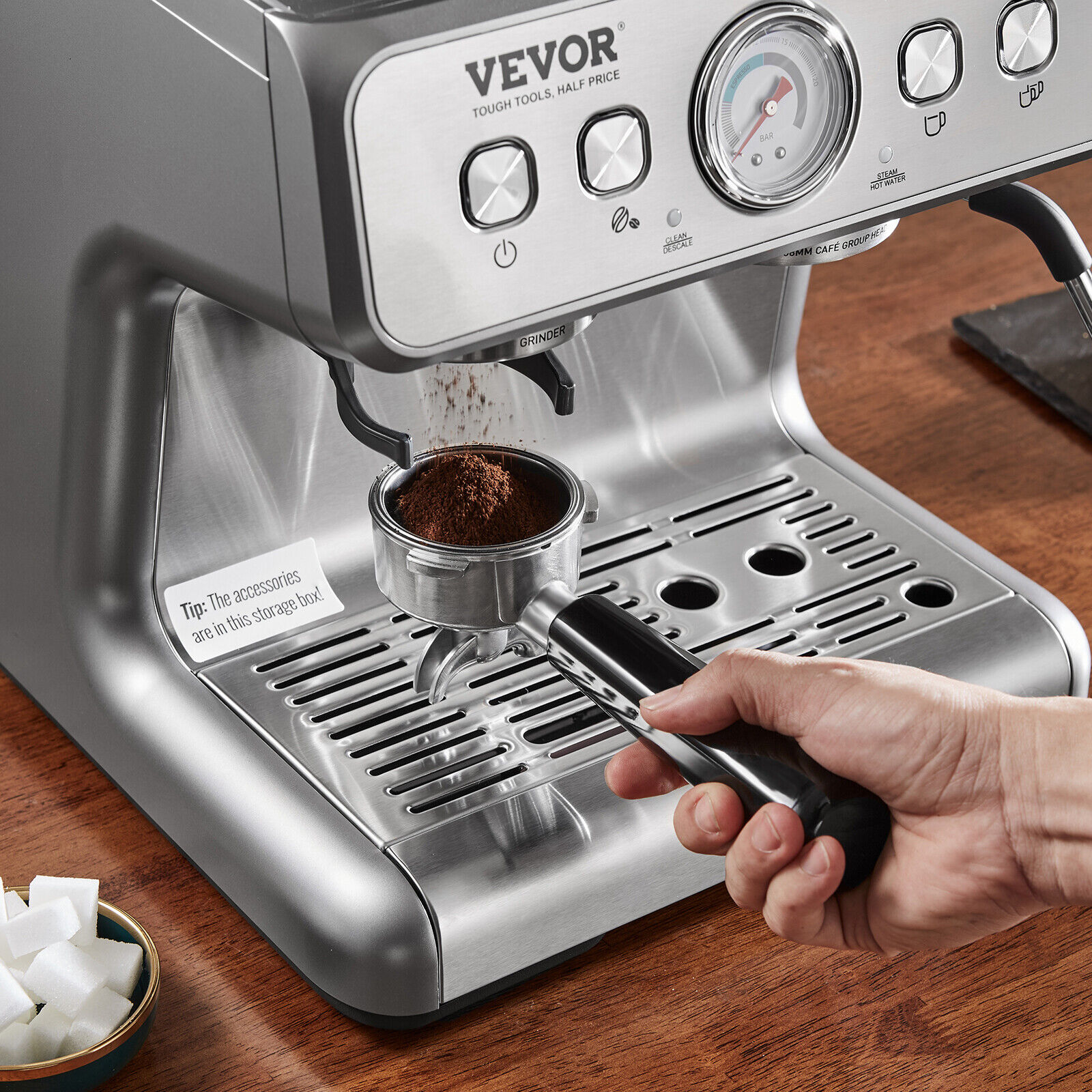 VEVOR 15 Bar Semi Automatic Espresso Machine with Grinder