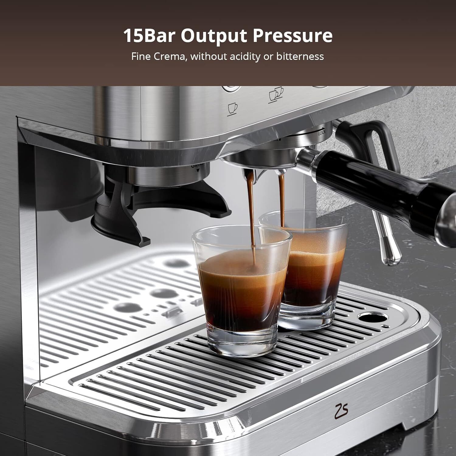 15Bar Espresso Machine for Cappuccino Latte w/Milk Frother