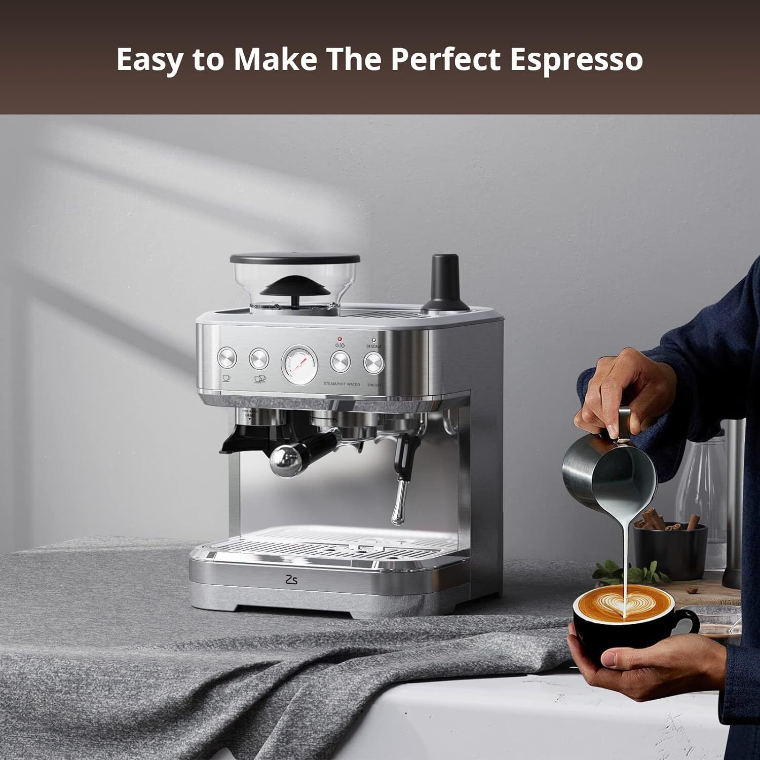 15Bar Espresso Machine for Cappuccino Latte w/Milk Frother